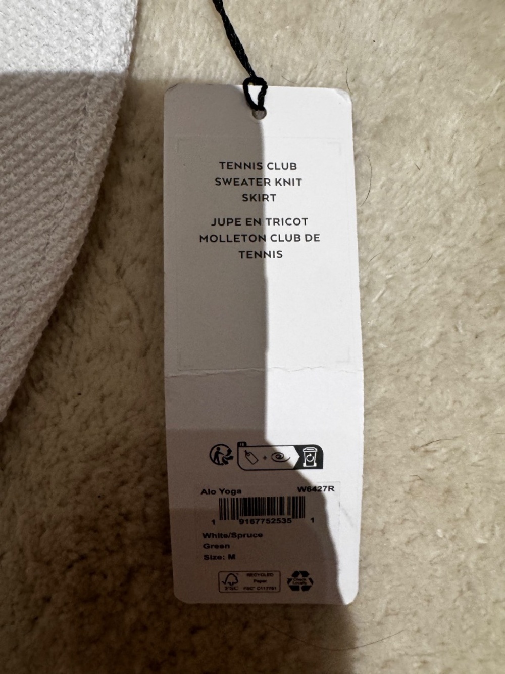 New with tags ALO white knit tennis set top & akirt white green medium 2 piece - Picture 3 of 8